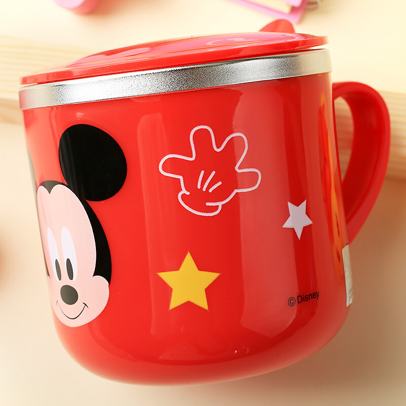 迪士尼(Disney)婴儿童保温杯HM1623M 漫威米奇米卡通宝宝单柄训练喝水口杯子小孩家用学饮杯不锈钢带盖290ML