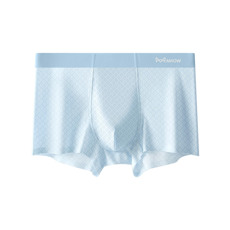 [3条装]猫人男士内裤冰丝男生四角裤无痕网孔7A抑菌裆透气平角男短裤衩高清大图