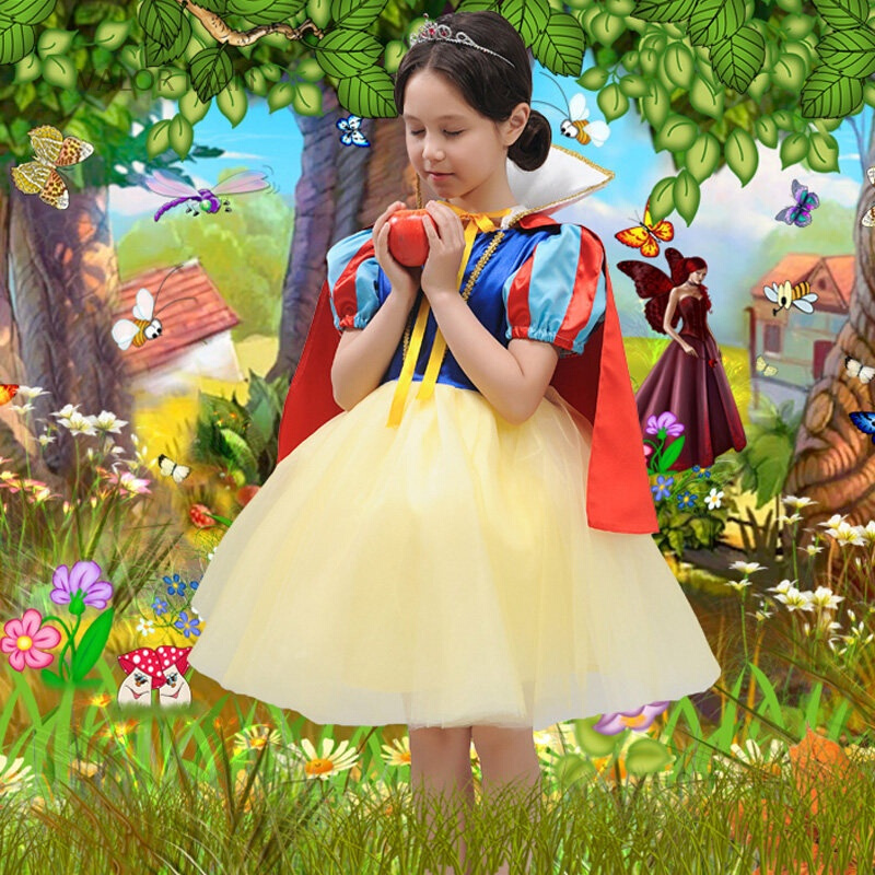 六一儿童表演裙2018新款白雪公主裙蓬蓬裙花童礼服女童舞蹈演出裙白雪公主裙