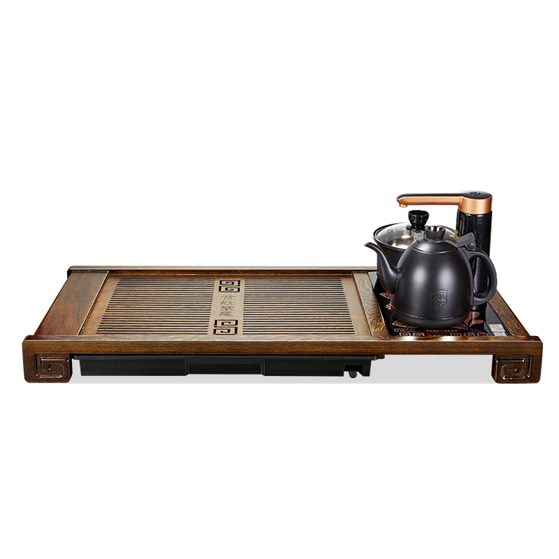 金灶实木茶盘功夫茶具套装K-185全自动茶盘( 配K9砚墨黑全智能茶艺炉KP-90工夫茶具P-302茶水桶) 单位:1套
