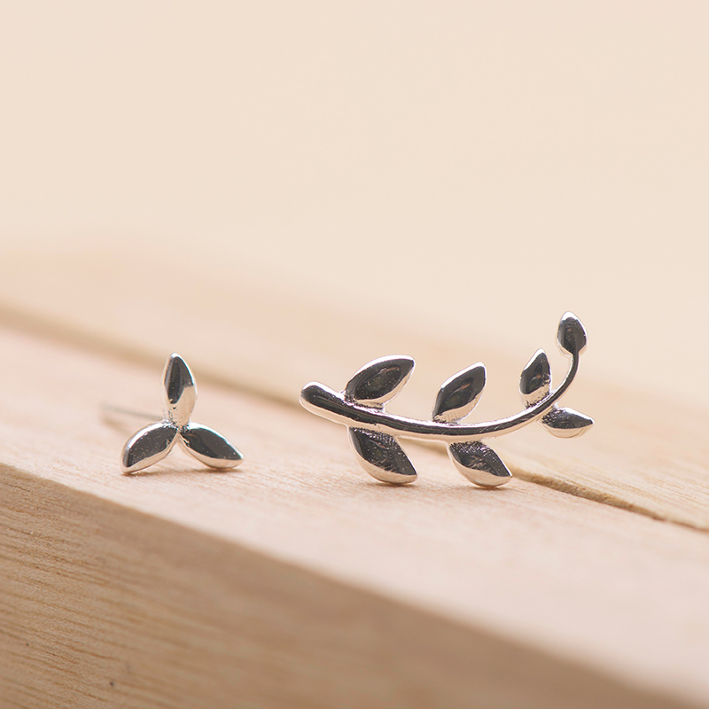 宁百辰(ningbaichen)时尚首饰套装1 橄榄枝耳钉不对称耳环女款s925