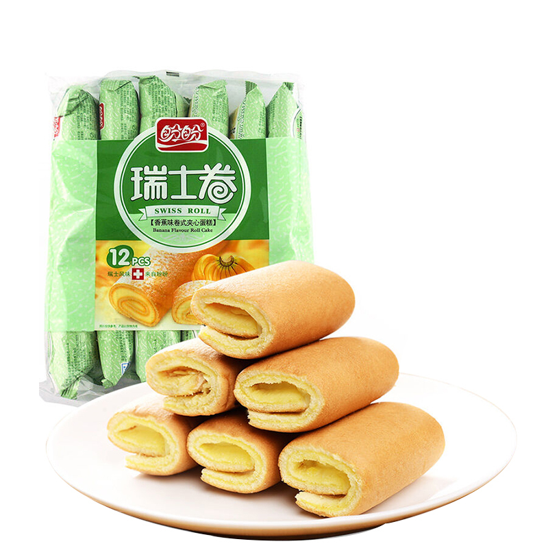 盼盼瑞士卷夹心蛋糕 240g 香蕉味 早餐面包 传统糕点 零食小吃