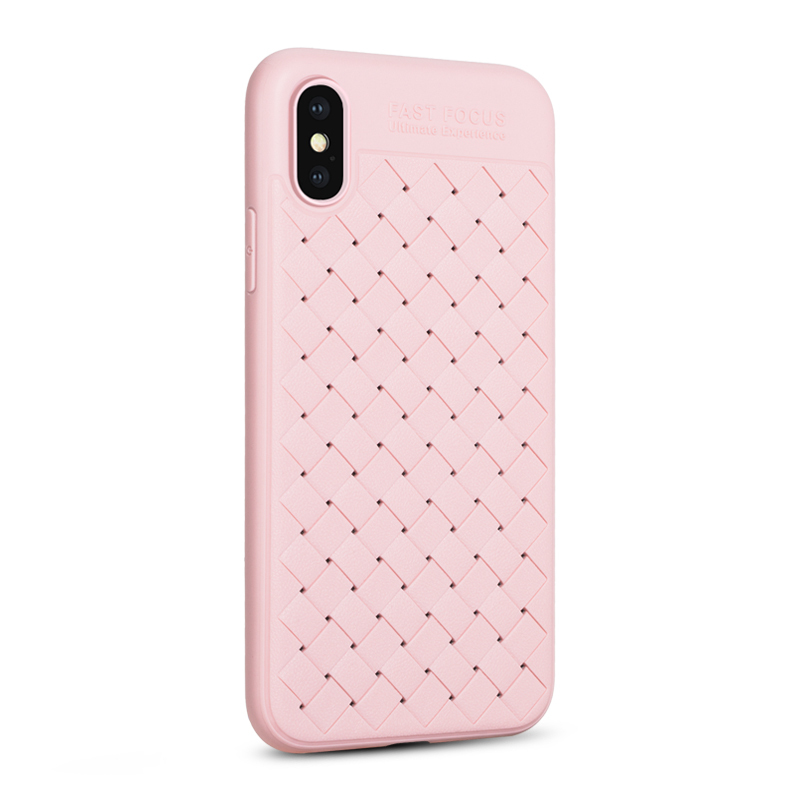 HIGE/iphoneX手机壳保护套编织皮纹全包防摔硅胶商务高档时尚男女款 适用于苹果x手机壳 紫色