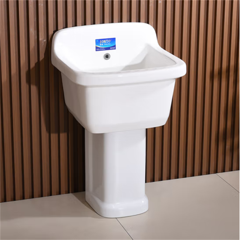 拖把池家用阳台陶瓷拖布池墩布池高脚拖把盆卫生间商用户外院 03池+40柱脚高清大图