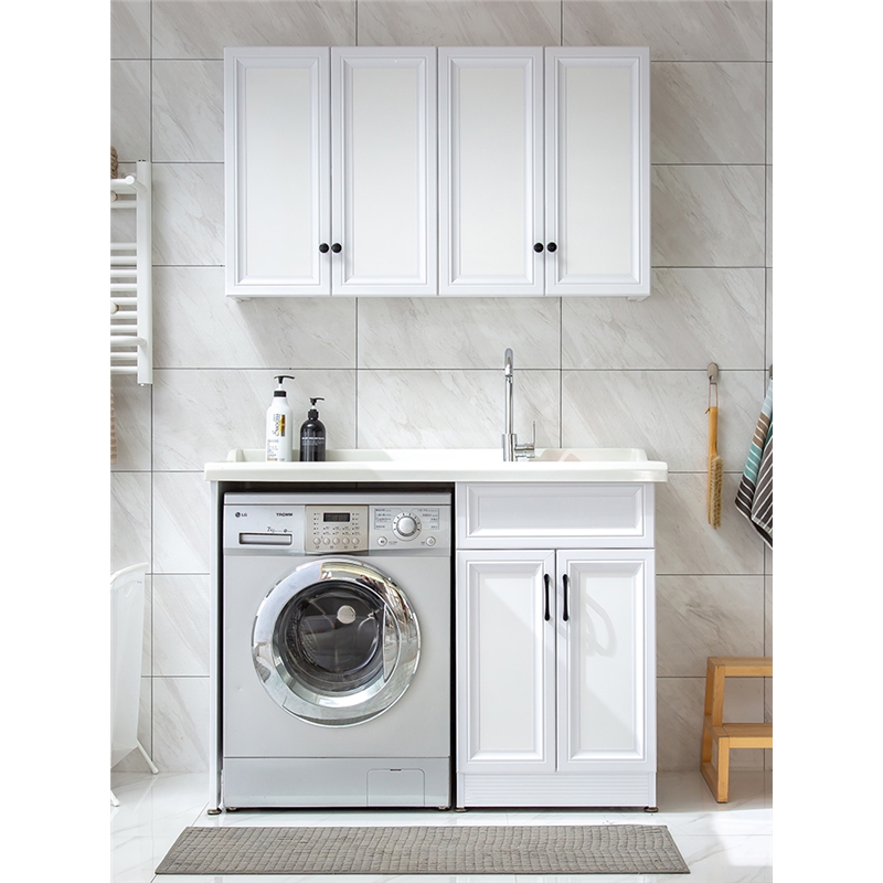 阳台太空铝洗衣机柜子藤印象组合定制切角脸盆洗手台盆池一体伴侣洗衣