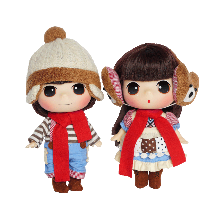 冬己男孩女孩玩具可爱精美18cm冬季情侣装娃娃fde1911