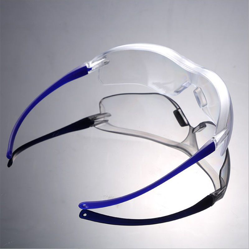 护目镜防尘工作业打磨飞溅骑车行挡风沙灰尘男女透明劳保平光眼镜 蓝