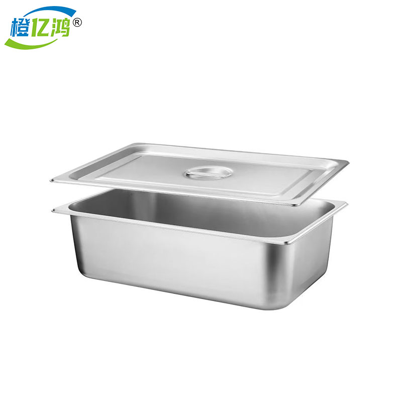 橙亿鸿 不锈钢份数盆配盖子 食堂自助长方盒带盖方盆 菜盆 1/1 53.5*32.5*15cm/个高清大图