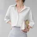 洋气韩版上衣春秋季新款设计感小众气质女士长袖衬衫 2XL推荐【135-145斤】 白色