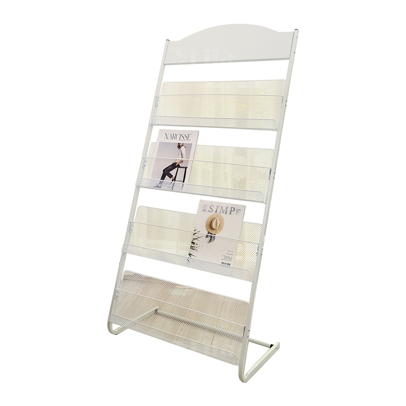 翌嘉YJ4122813 杂志架展示架报置物架收纳落地报纸报刊架 四层白色 630*380*1420