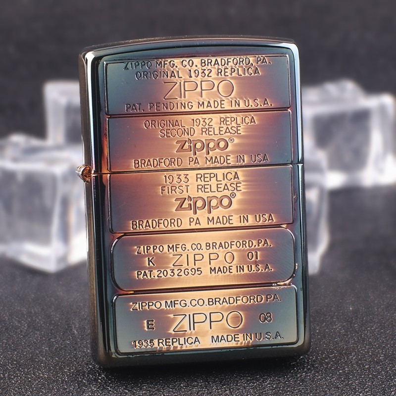 美国zippo打火机 芝宝烟熏铜五代底部标志纪念徽章 珍藏正品贴章机 送