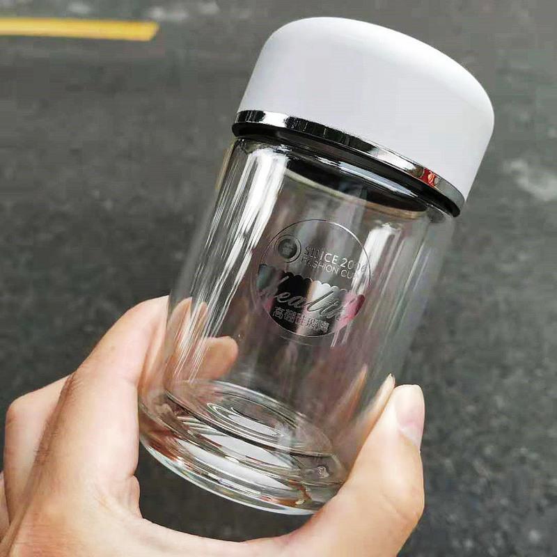 130ml灰白 亚泰水晶贵族双层玻璃杯女士便携迷你小水杯个性杯子办公室