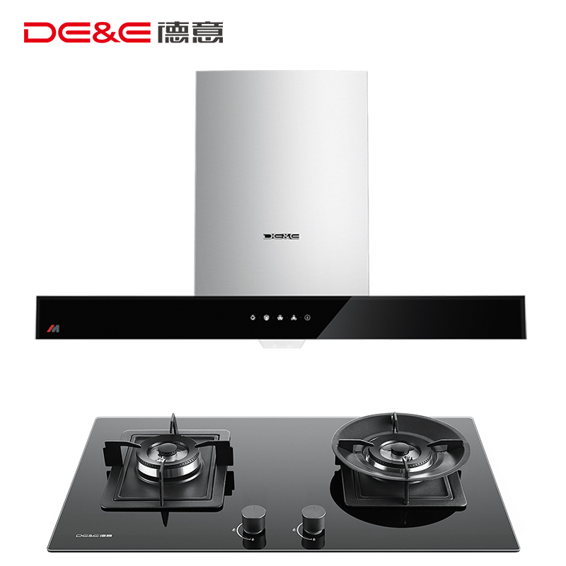 德意(DE&E)烟灶套餐851E+715B(天然气/液化气)欧式19立方大吸力触控式抽吸油烟机灶具套装油烟机套餐