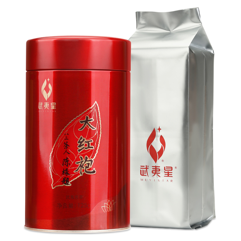 武夷星 大红袍【中华特色】武夷山馆 武夷山大红袍水仙茶叶礼盒装乌龙茶肉桂武夷岩茶罐装125g
