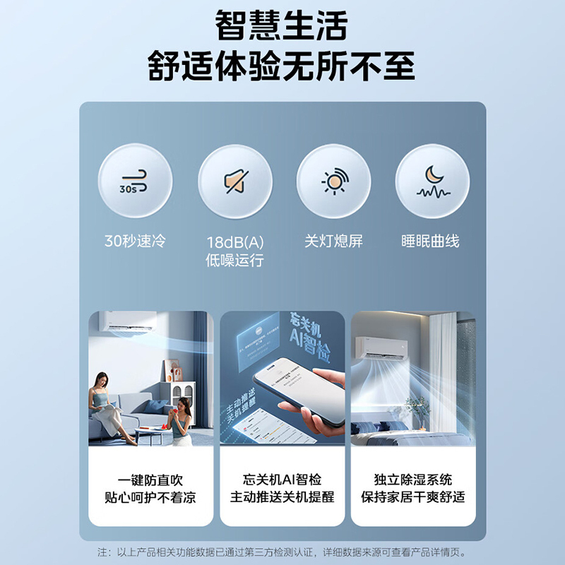 美的(Midea)空调酷省电大1匹p新能效变频冷暖壁挂式智能家用节能省电卧室客厅挂机KFR-26GW/N8KS1-3