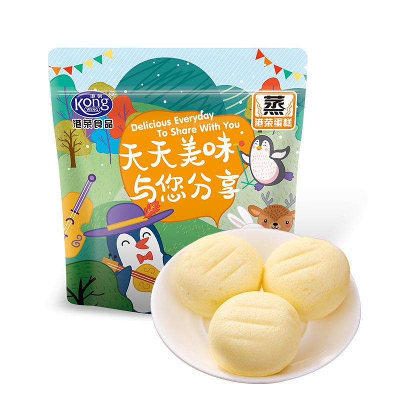 港荣蒸蛋糕椰香味325克营养早餐休闲零食品小面包点心