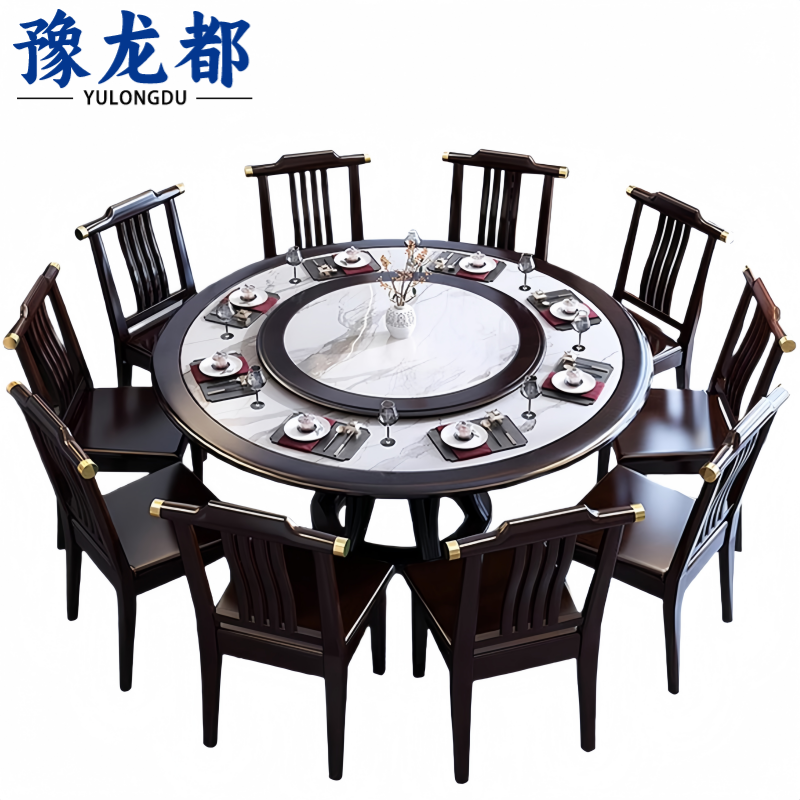 豫龙都 餐桌 1.6米+10椅 套高清大图