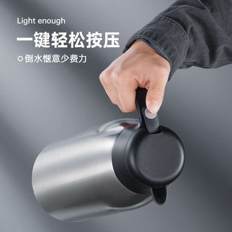 炊大皇保温壶304不锈钢内胆2.2升咖啡壶钢本色 WG40619-1高清大图
