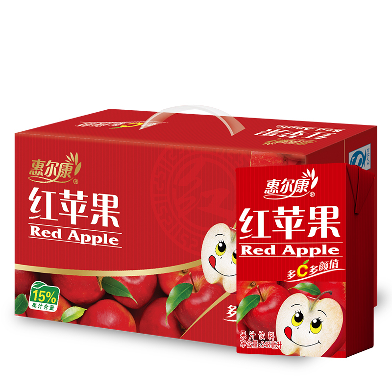 惠尔康 红苹果 果汁饮料 清凉消暑 清爽饮品 248ml*24盒 整箱饮料 礼盒装