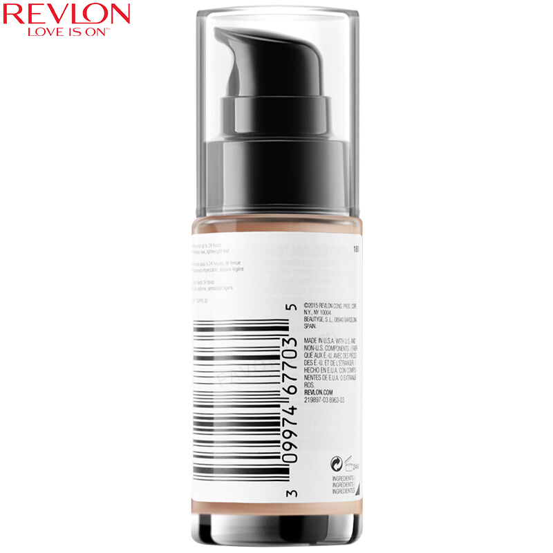 Revlon 露华浓持久无瑕水润保湿遮瑕粉底液 不易脱色防晒化妆品 200#裸色 中干性 美国进口