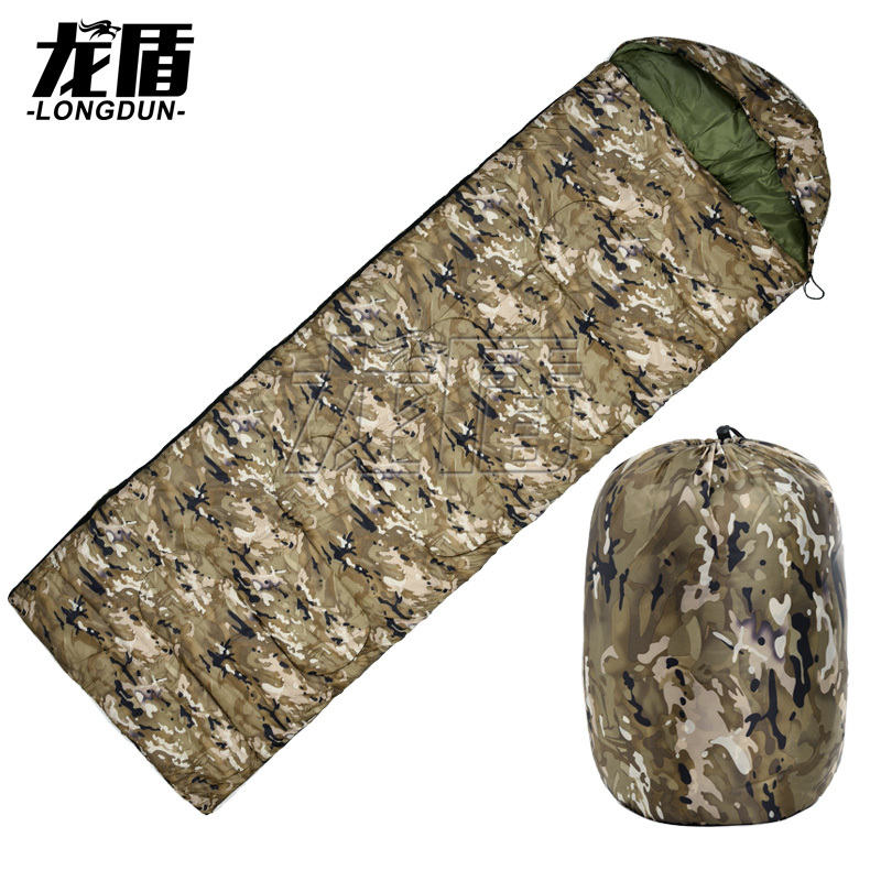 龙盾 户外信封式睡袋 加厚保暖成人单人野营睡袋 2.5KG丛林荒漠水墨纹