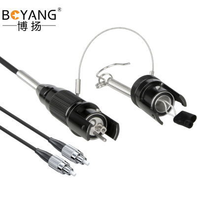 博扬 单模2芯室外TPU光缆转接线车壁式TBE-008航空头转FC头金属mini航空头-FC 3米BY-2S-MFC3M