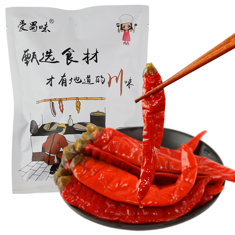 爱蜀味 正宗四川老坛陈泡二荆条辣椒 泡海椒美人椒泡菜350g