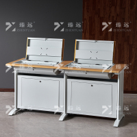 臻远 ZY4012408 隐藏式翻转电脑桌培训桌办公桌A款双人位