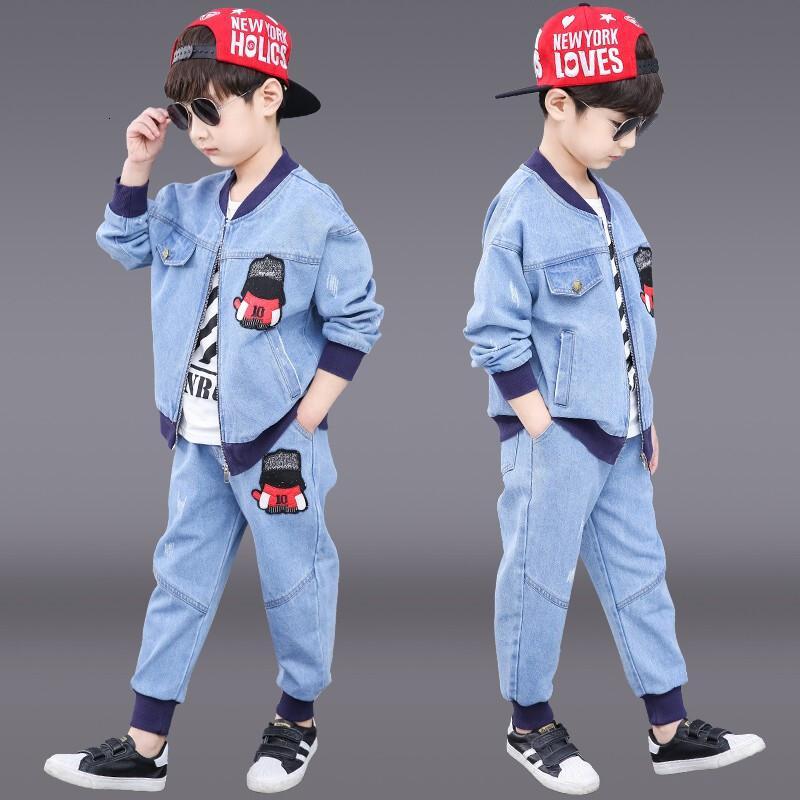 乌鹿童装男童春款儿童套装2021新款中大童小男孩阳光帅气休闲牛仔两件