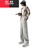 YIBUSHENG运动裤女季薄款2024新款宽松卫裤小个子休闲裤子春秋束脚九分