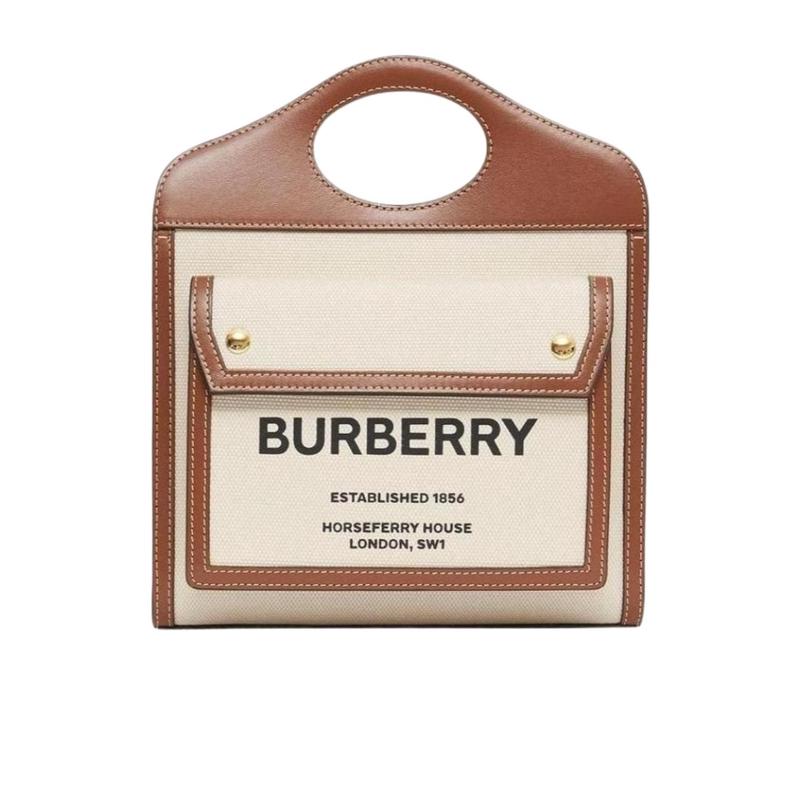 博柏利(BURBERRY)迷你双色拼接女士单肩包可拆卸肩带实用口袋包手高清大图