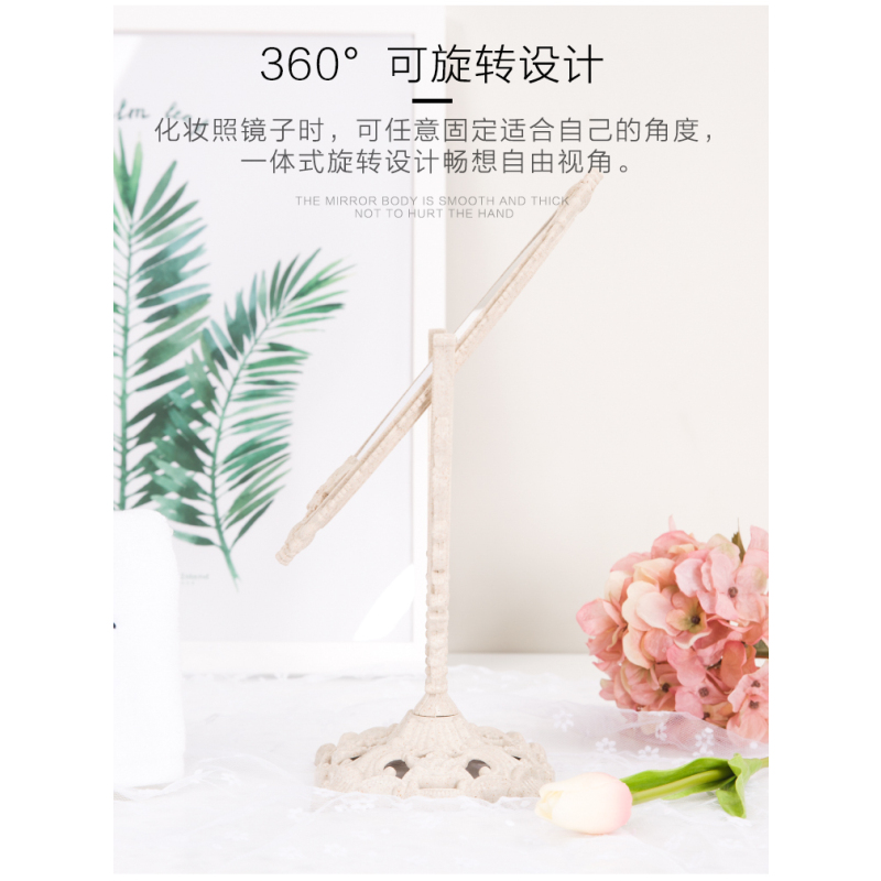 复古台式化妆镜子欧式桌面双面放大梳妆大号折叠随身便携公主宿舍