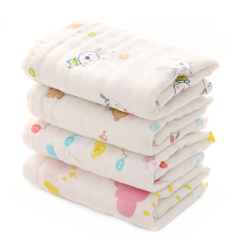 婴儿毛巾6层纱布新生儿洗脸巾吸水宝宝洗澡巾儿童面巾卡通可爱小清新