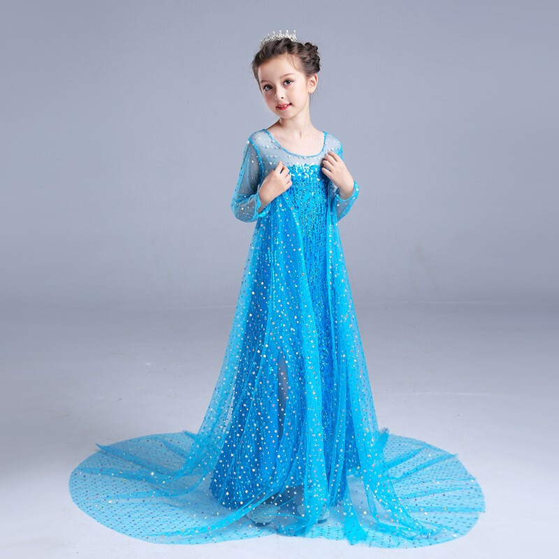 冰雪奇缘公主裙艾莎女童连衣裙2018新款儿童礼服长裙爱莎裙子秋装