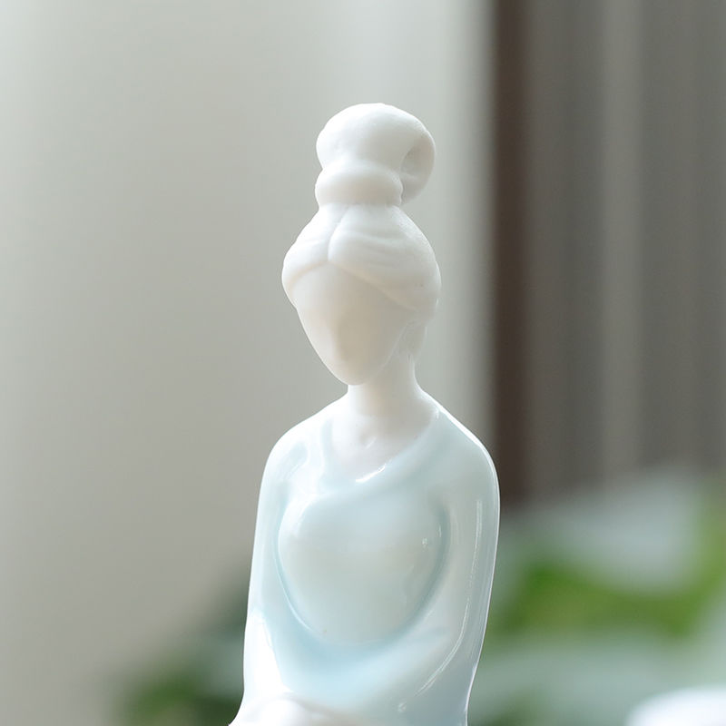 陶瓷工艺品美女摆件琴棋书画休闲侍女摆件精致客厅茶桌房间装饰品 三维工匠 棋高清大图