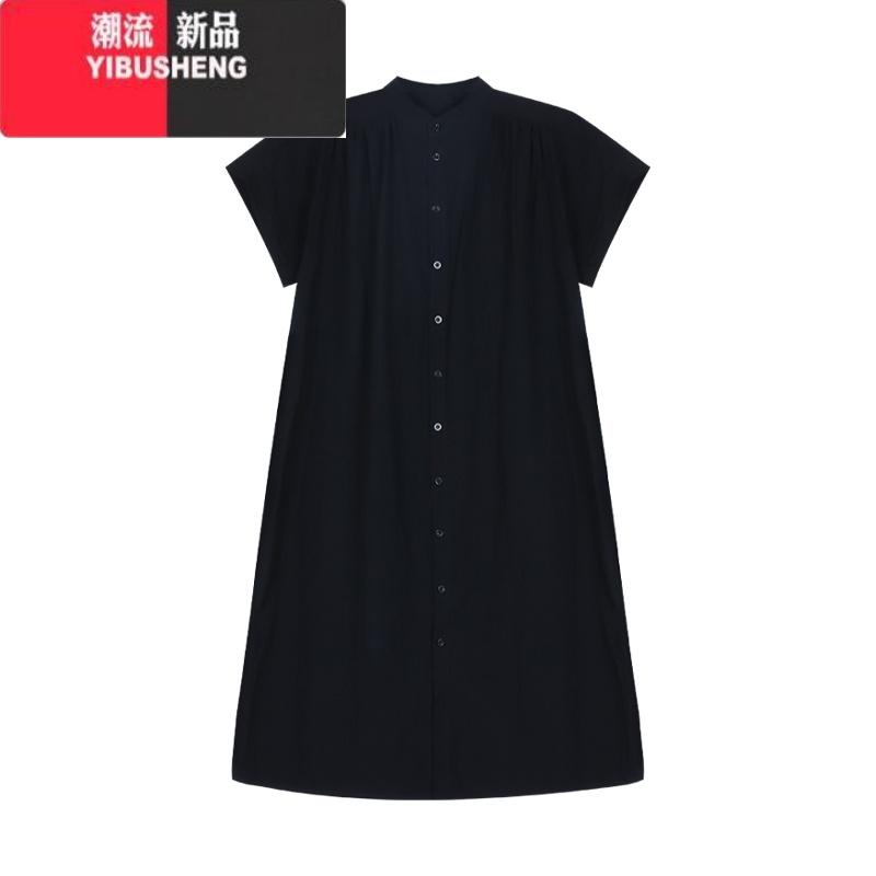 YIBUSHENG时尚新款2024套装衬衫连衣裙女黑色叠穿长款季蕾丝边阔腿两件装 S建议80-95斤 衬衫裙