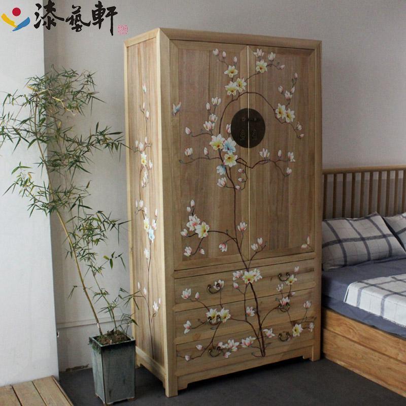 现代简约新中式彩绘香樟木实木衣柜防虫小户型大容量定制卧室双_7_651高清大图