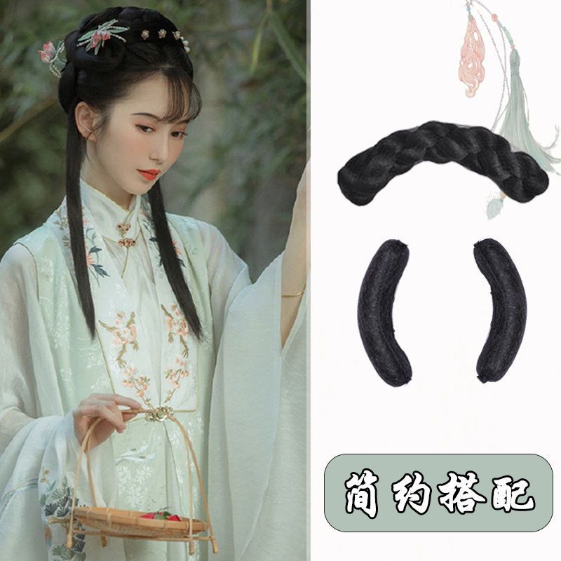 宋制假发圆一卡发片仙女盘发玉米须微曲发束发排古风汉服发包发髻 发束一对