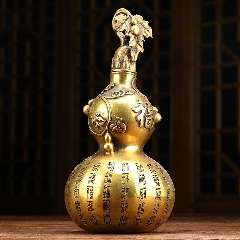 美帮汇百福葫芦摆件开盖铜葫芦铜客厅柜装饰品高清大图