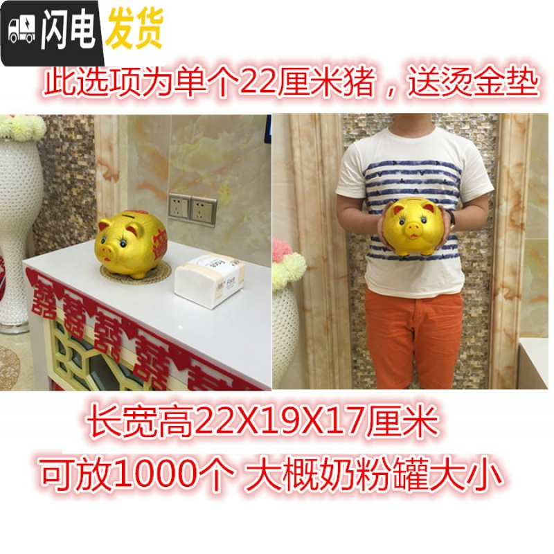 三维工匠金猪存钱罐储蓄储钱小猪创意不可取大人用家用儿童只进不出大容量 单个长22厘米【可取钱】储蓄罐