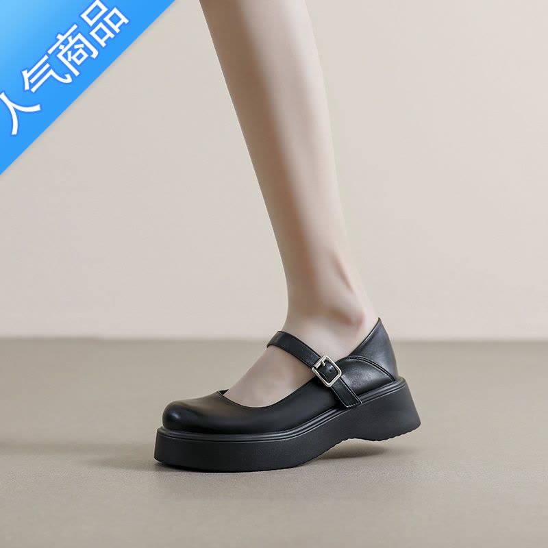 SUNTEK甜酷玛丽珍小皮鞋女夏2023新款百搭单鞋厚底乐福鞋大码女鞋41一43图片