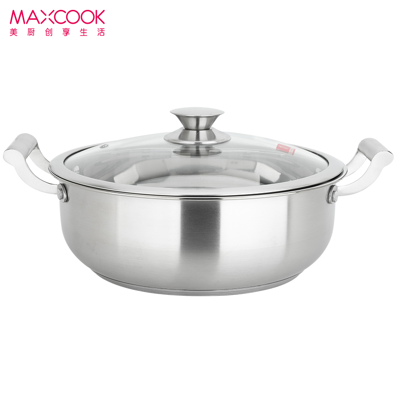 MAXCOOK美厨304不锈钢复底火锅30CM 燃气炉电磁炉通用MCT260