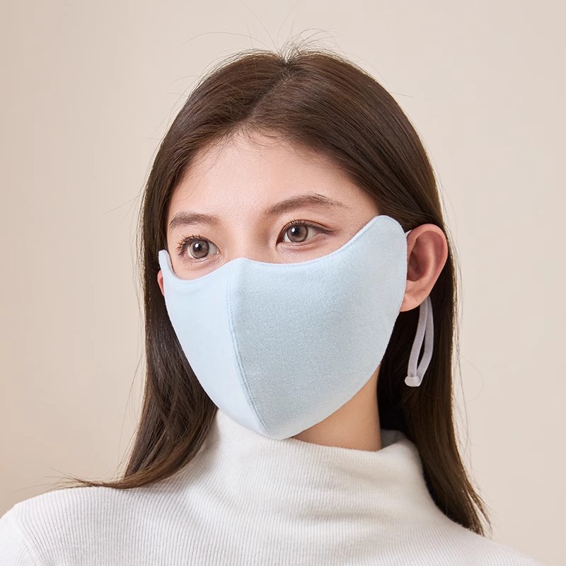 澳绒保暖口罩秋冬女高颜值东北骑行滑雪防寒风透气防晒面罩男 蓝色线条款