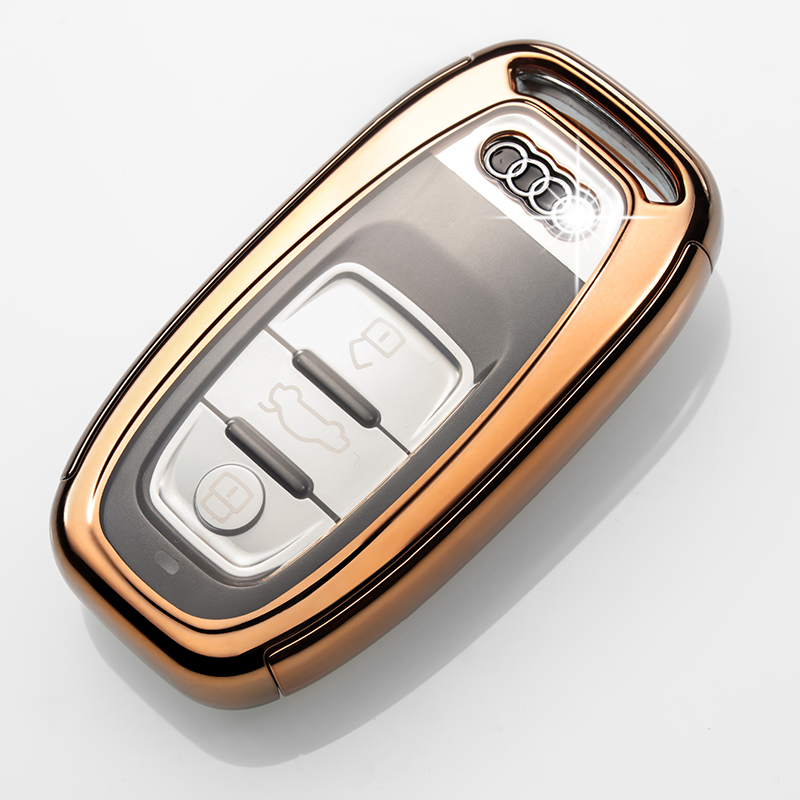 【补贴10%】专用于2018款奥迪Q5A6LA4L钥匙包A5A7A8L汽车钥匙保护套壳扣17款汽车钥匙包 奥迪A款土豪金单包