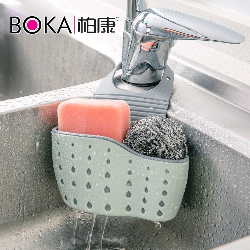 创意水沥水篮厨房用品塑料挂袋水龙头海绵洗碗擦收纳篮沥水架子收纳层架 三维工匠高清大图