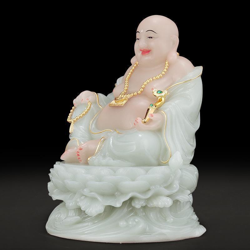 玉石像摆件大号笑佛大肚佛家用客厅玄关位家居贡奉_349_85