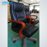 HiBoss办公椅 皮艺老板椅升降转椅 电脑椅 大班椅 实木脚椅子