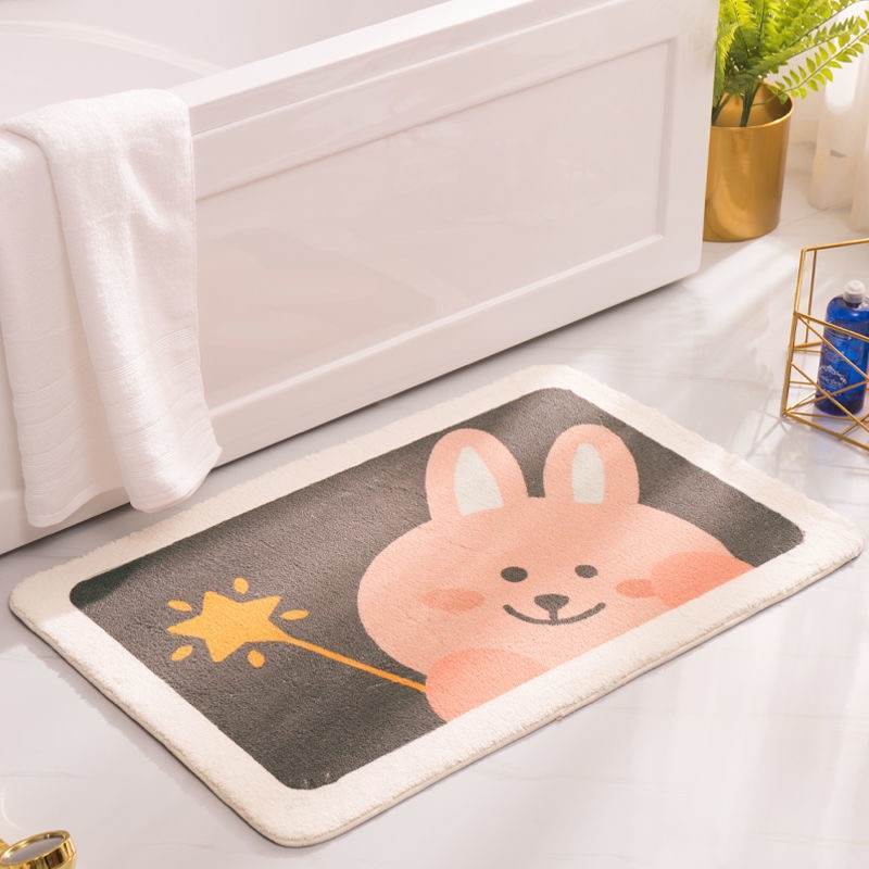 嘉创优品 卡通地垫门垫地毯卧室门口卫生间浴室防滑垫家用进门脚垫卫浴垫子 40*60CM[格子小羊-薄款]高清大图
