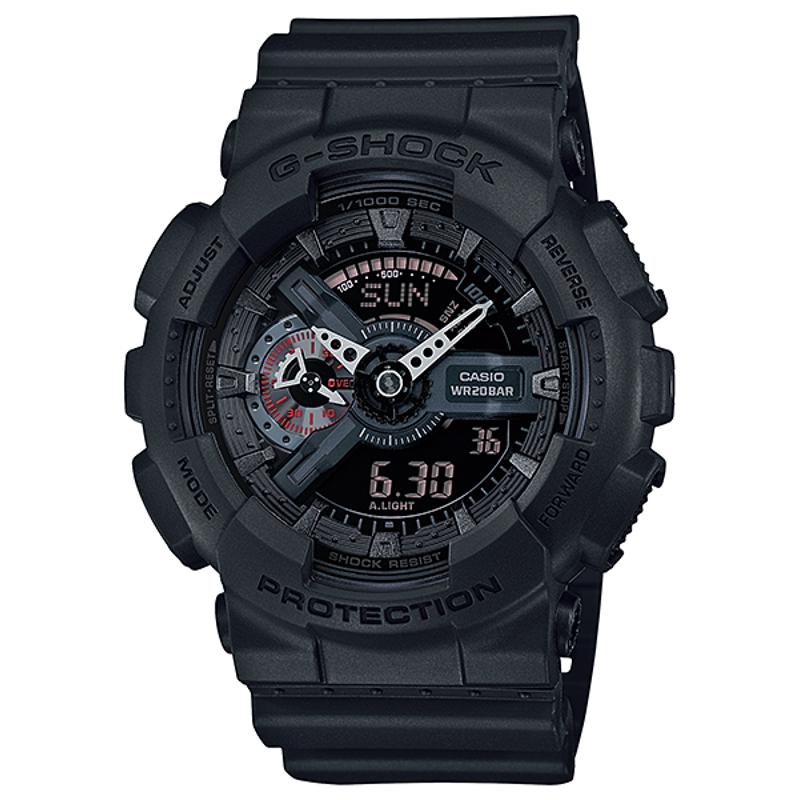 Casio 卡西欧男士大表盘黑色腕表 红色点缀时尚运动数字显示