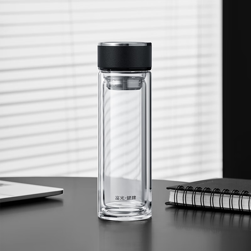 富光(FUGUANG)健牌双层玻璃杯 高硼硅玻璃水杯 黑色 X2517-SH-330 黑色